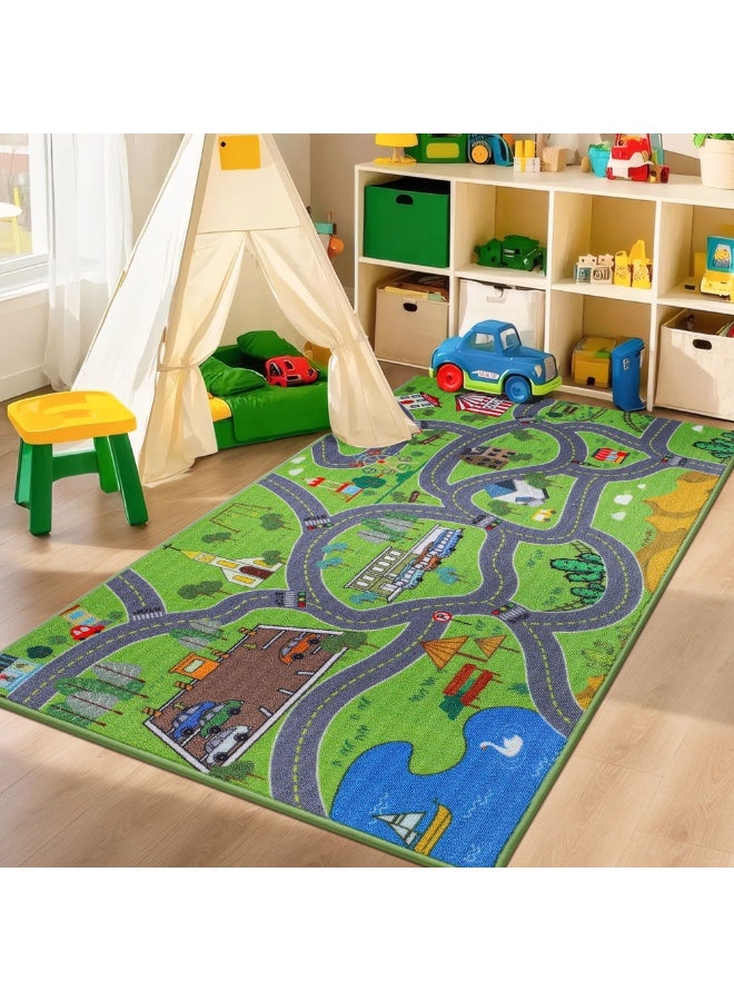 EBREEZZ Kids' City Road & Traffic Play Carpet – Educational Interactive Town Map Rug - Image 1